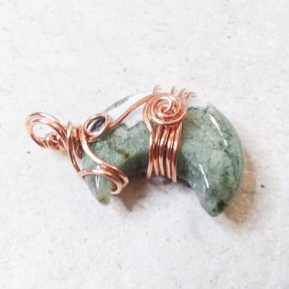OOAK Mind Blowing Moss Agate Moon Pendant - Amazing Color Matrix! Double Sided! - Picture 6 of 13